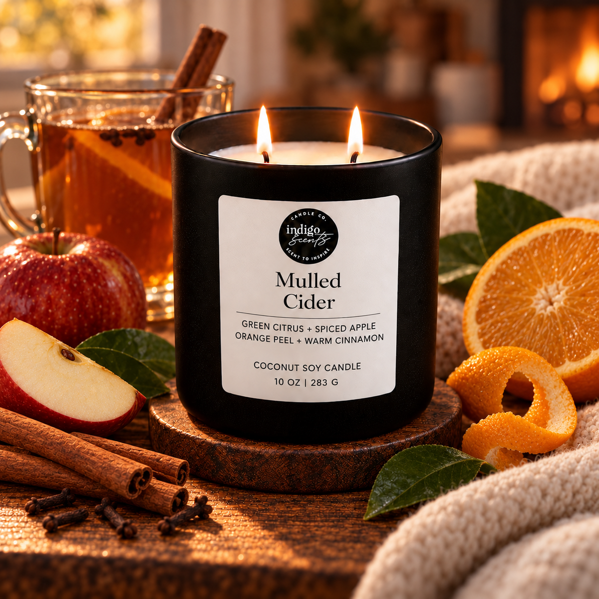 Mulled Cider Winter Candle | 11 oz Matte Black Jar