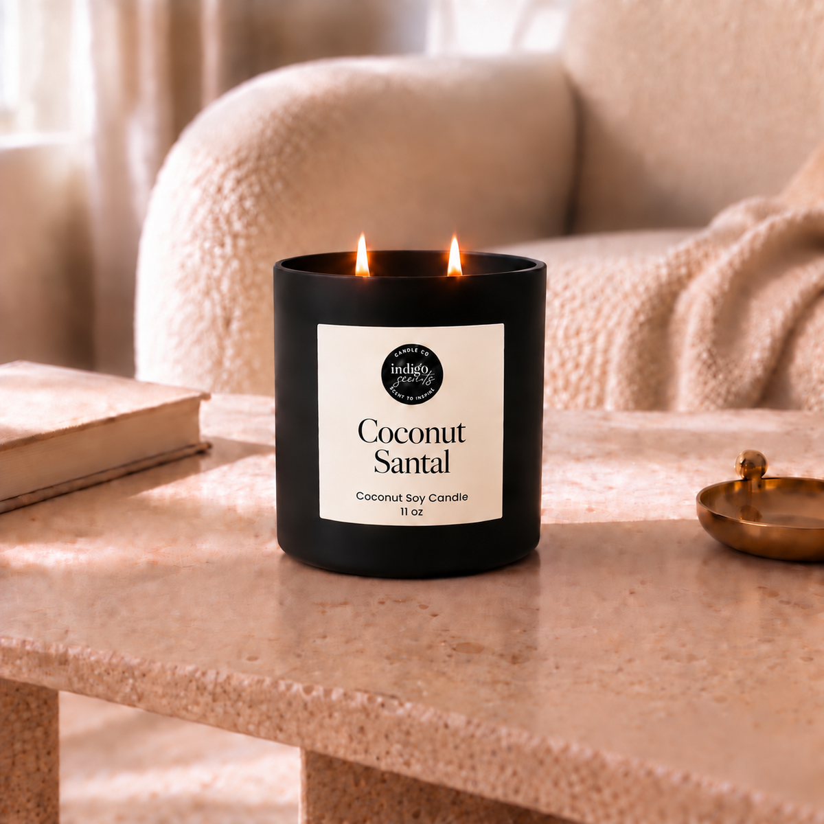 Coconut Santal Candle | Matte Black Jar