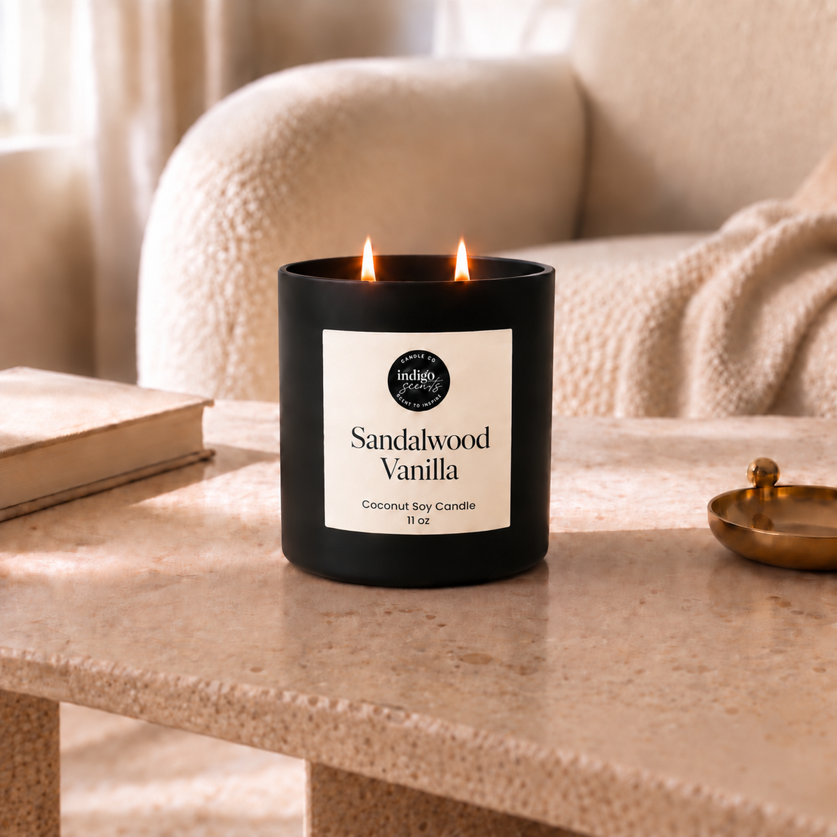 Sandalwood Vanilla Candle | Matte Black Jar