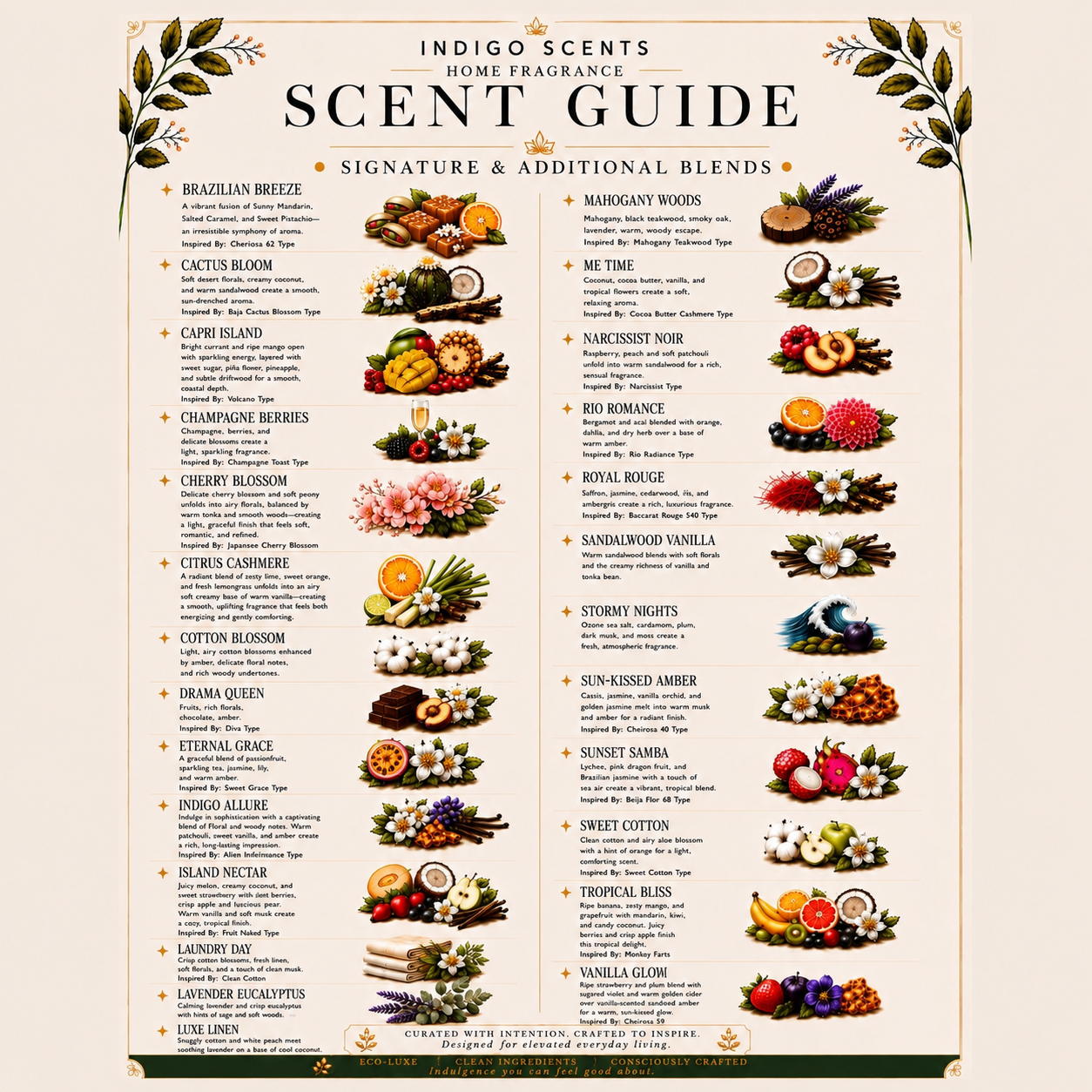 Indigo Scents- Scent guide with scent notes