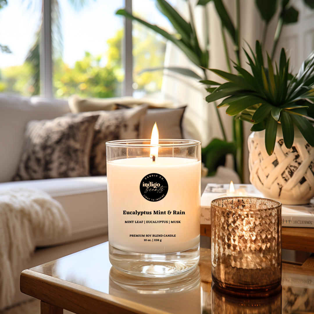 Eucalyptus Mint & Rain | 10 oz. Clear Jar | Coconut Soy Candle