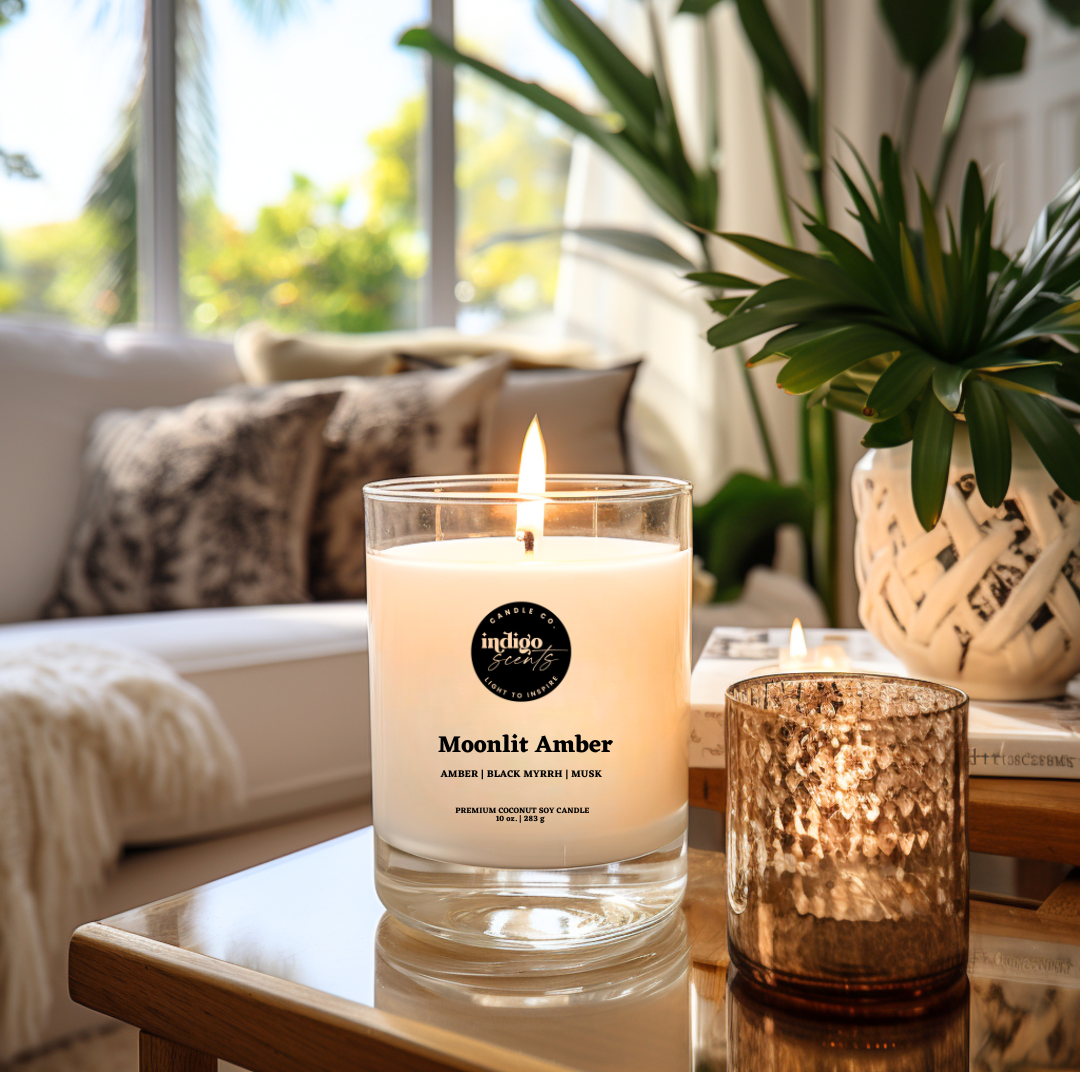 Moonlit Amber | 10 oz. Clear Jar | Coconut Soy Candle