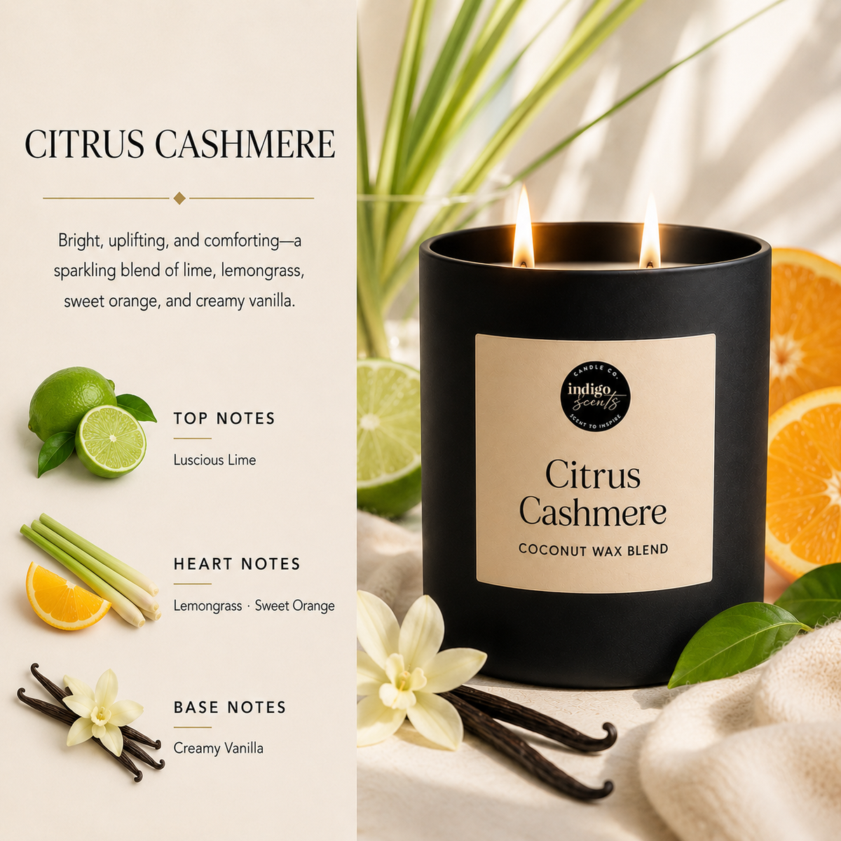 Citrus Cashmere Candle | Matte Black Jar