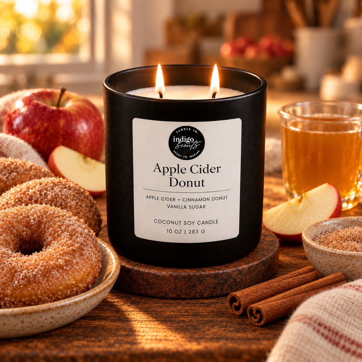 Apple Cider Donut Fall Candle | 11 oz. Matte Black Jar
