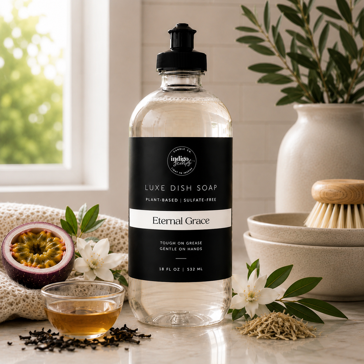 Indigo Scents Luxe Dish Soap | 18oz Plant-Based Concentrated Dish Liquid