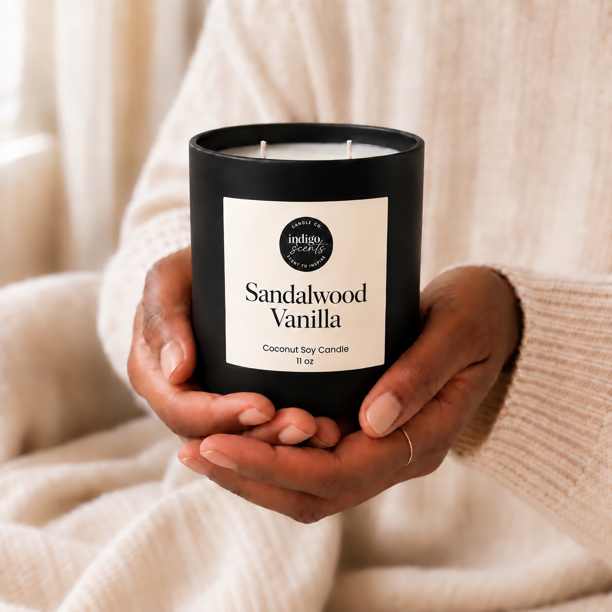 Sandalwood Vanilla Candle | Matte Black Jar
