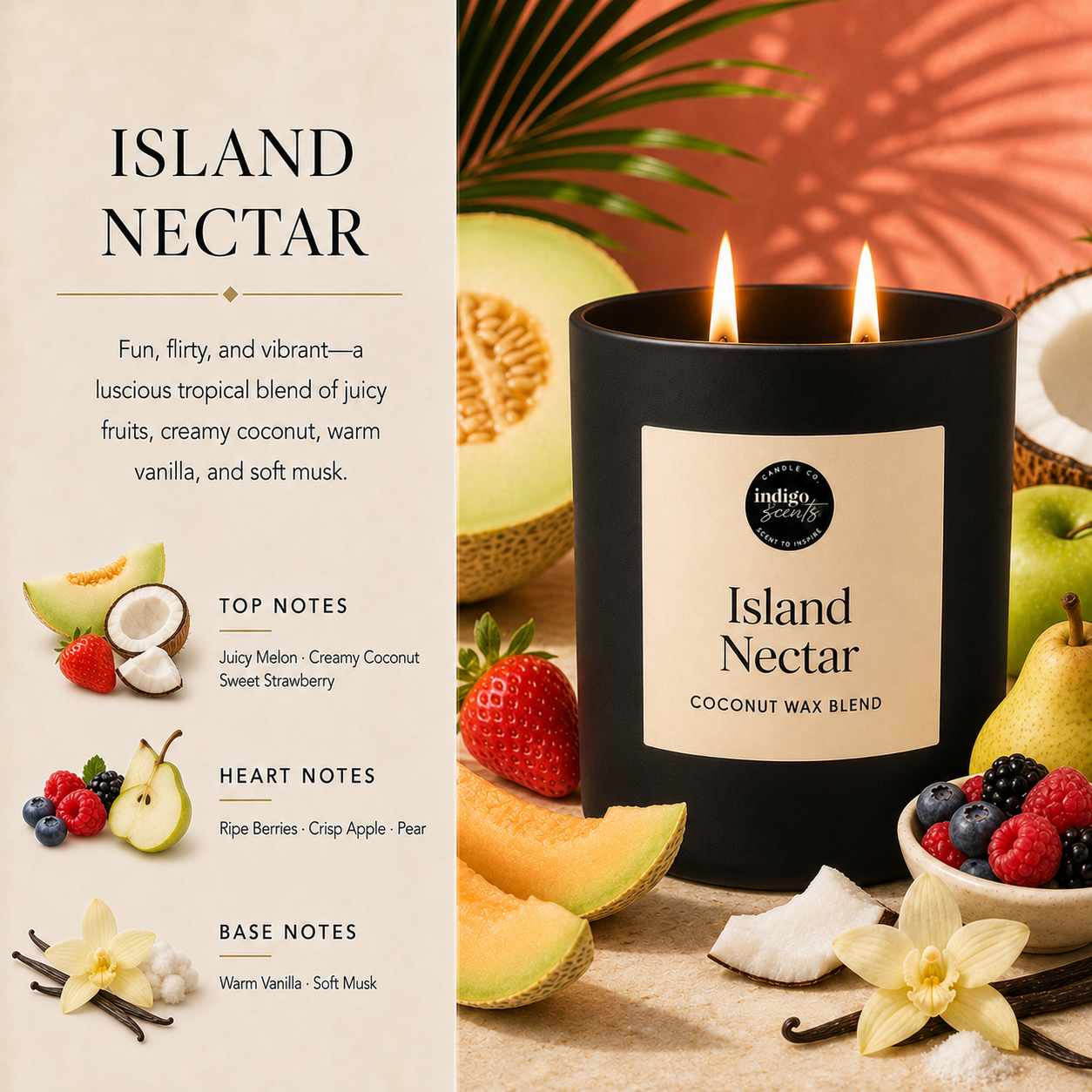Island Nectar Candle | Matte Black Jar