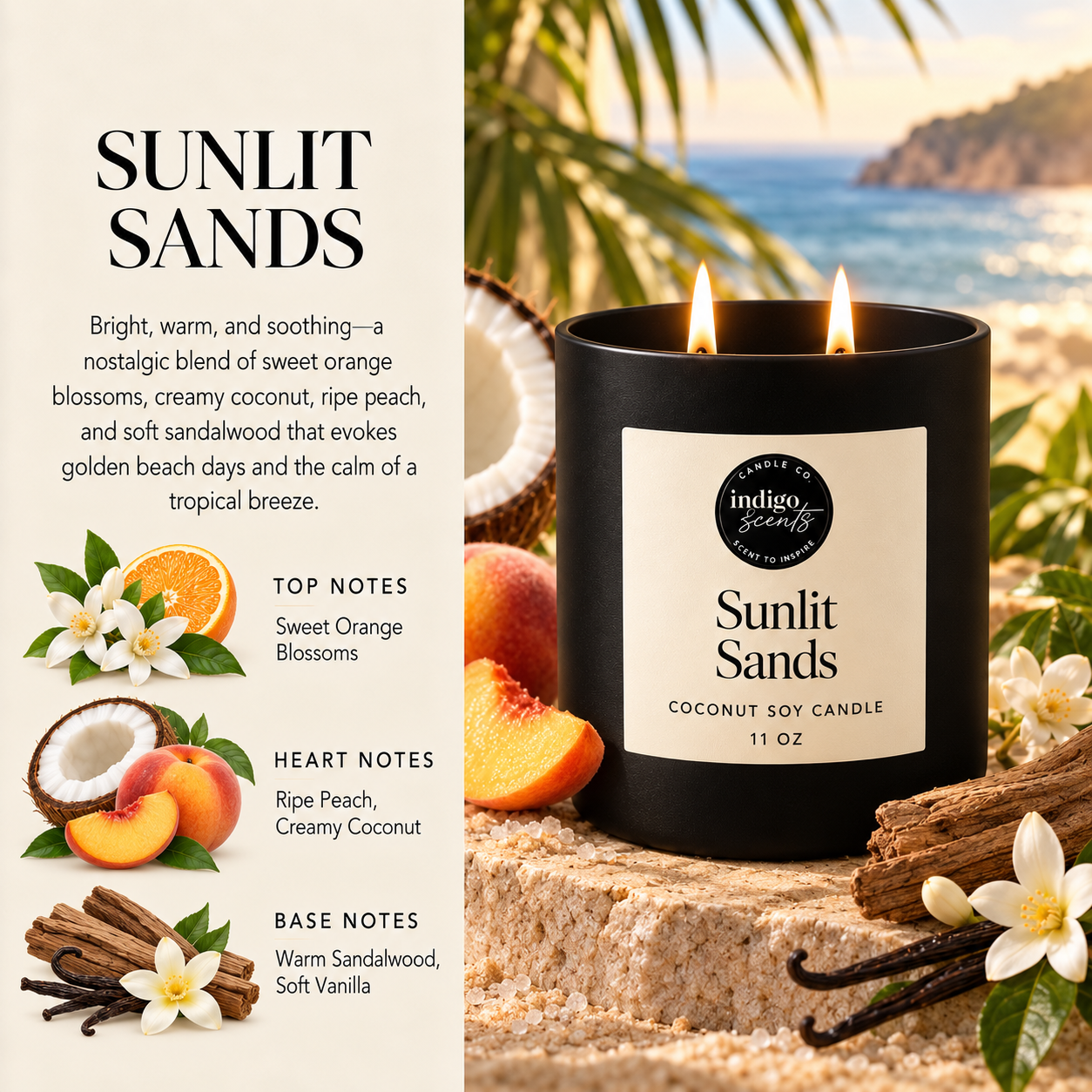 Sunlit Sands Candle | Matte Black Jar
