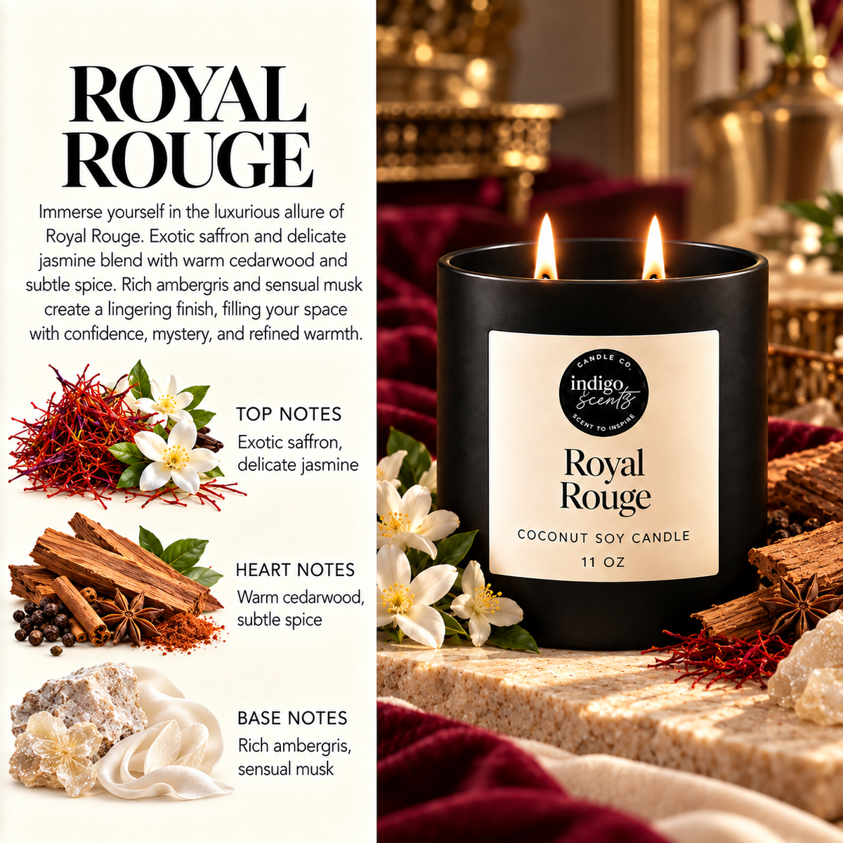 Royal Rouge Candle | Matte Black Jar