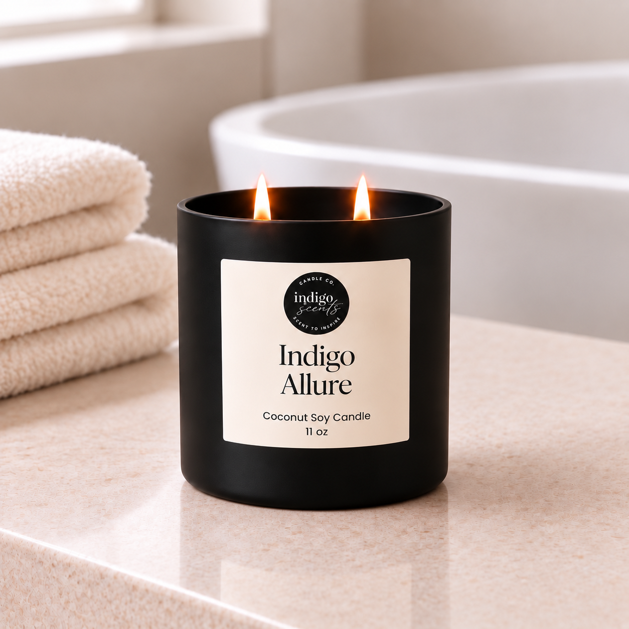 Indigo Allure Candle | Matte Black Jar