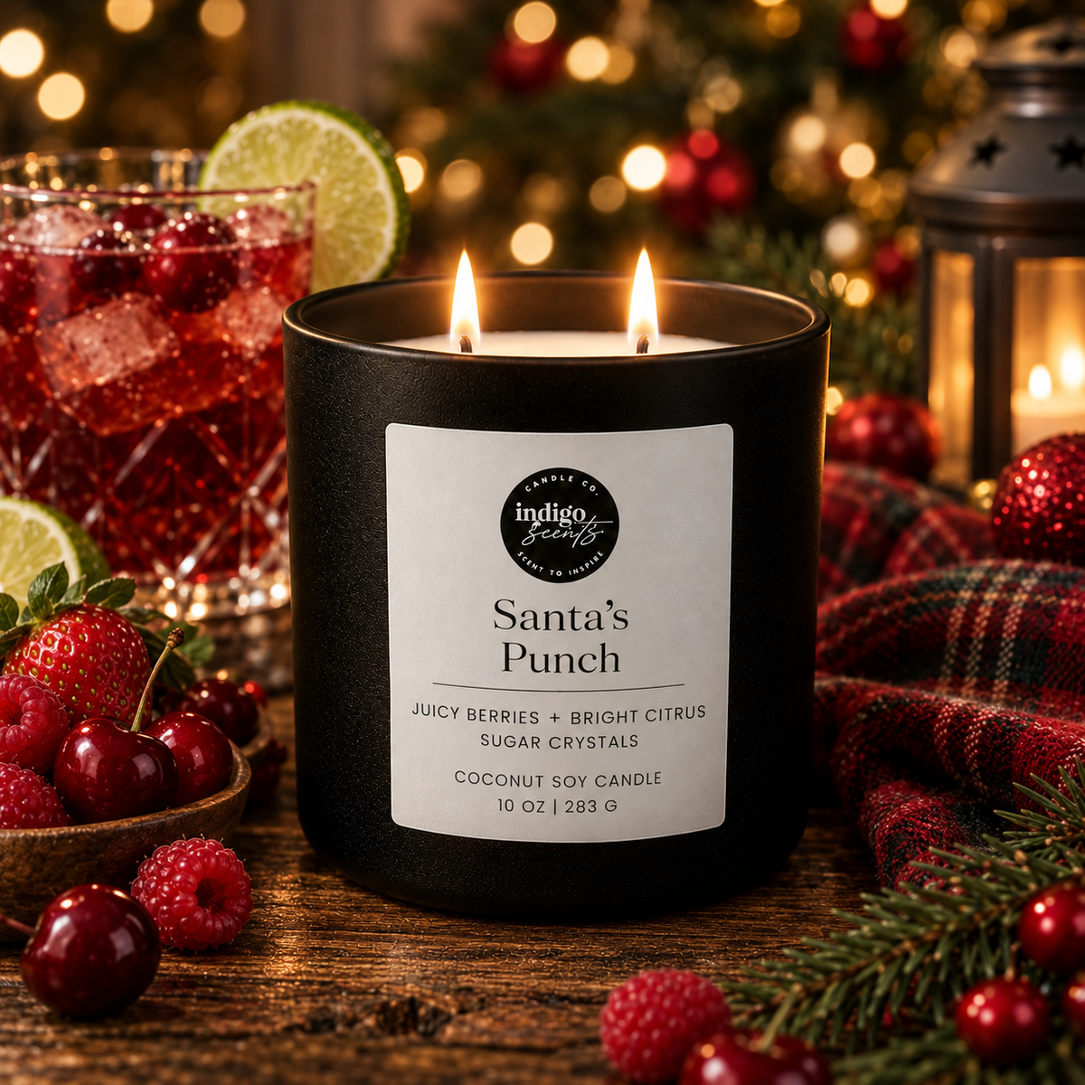 Santa’s Punch Winter Candle | 11 oz. Matte Black Jar