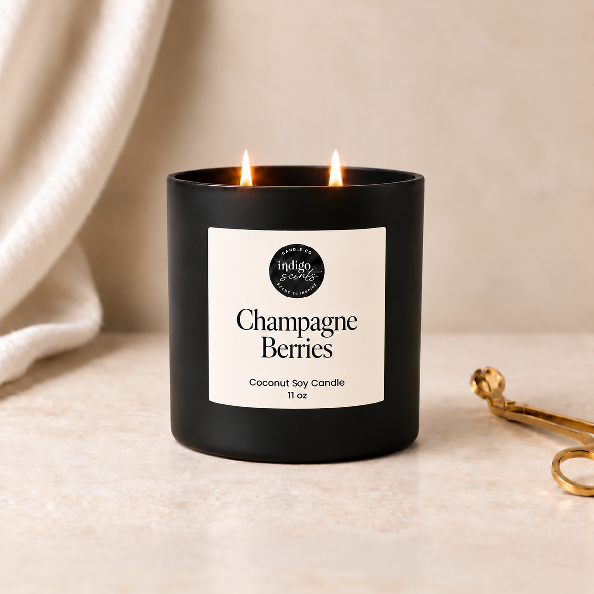 Champagne Berries Candle | Matte Black Jar