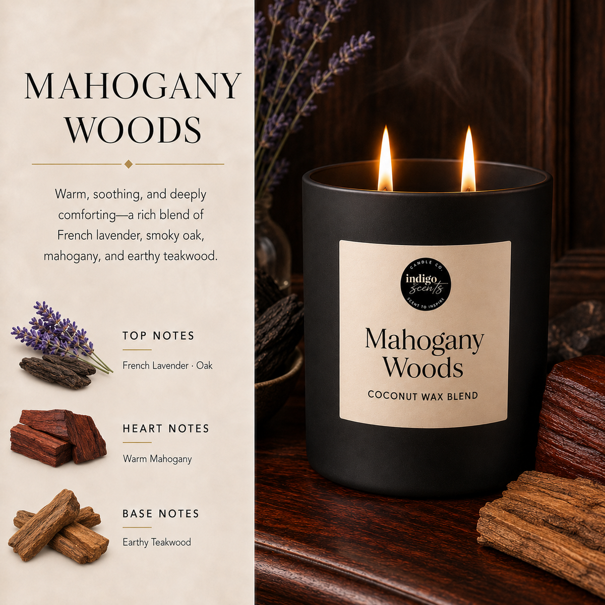 Mahogany Woods Candle | Matte Black Jar