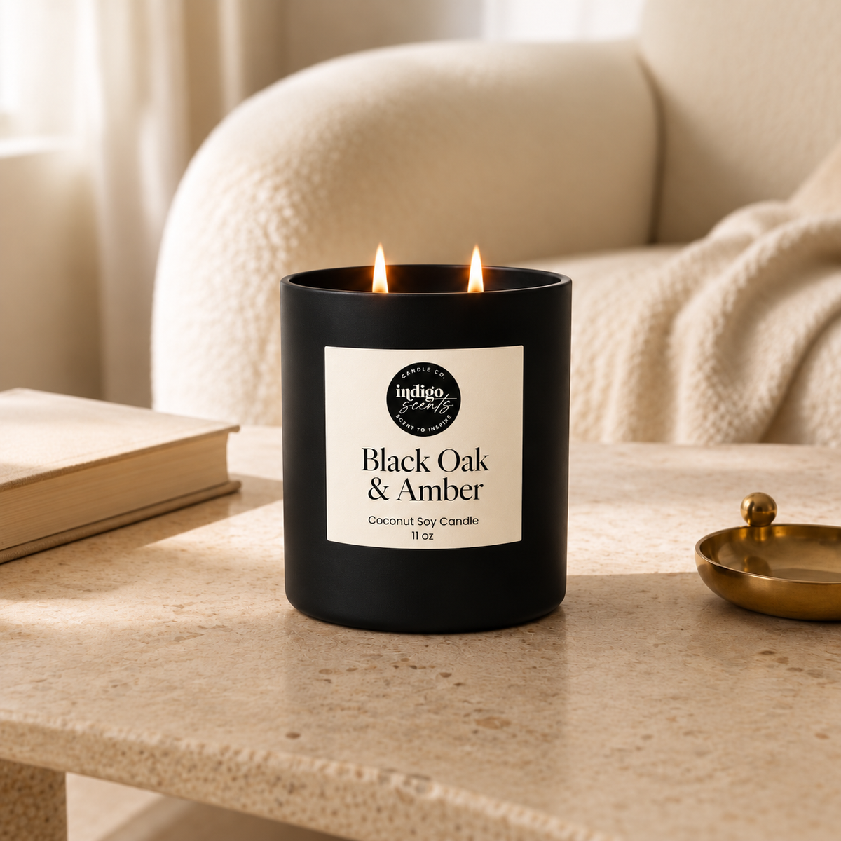Black Oak & Amber Candle | Matte Black Jar