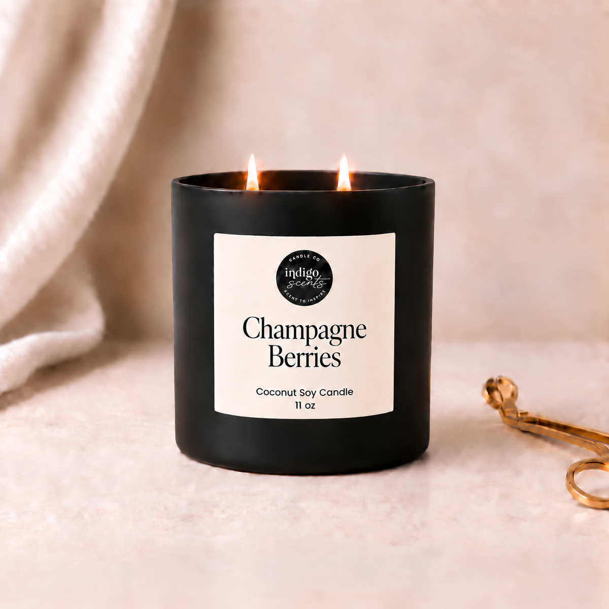 Champagne Berries Candle | Matte Black Jar