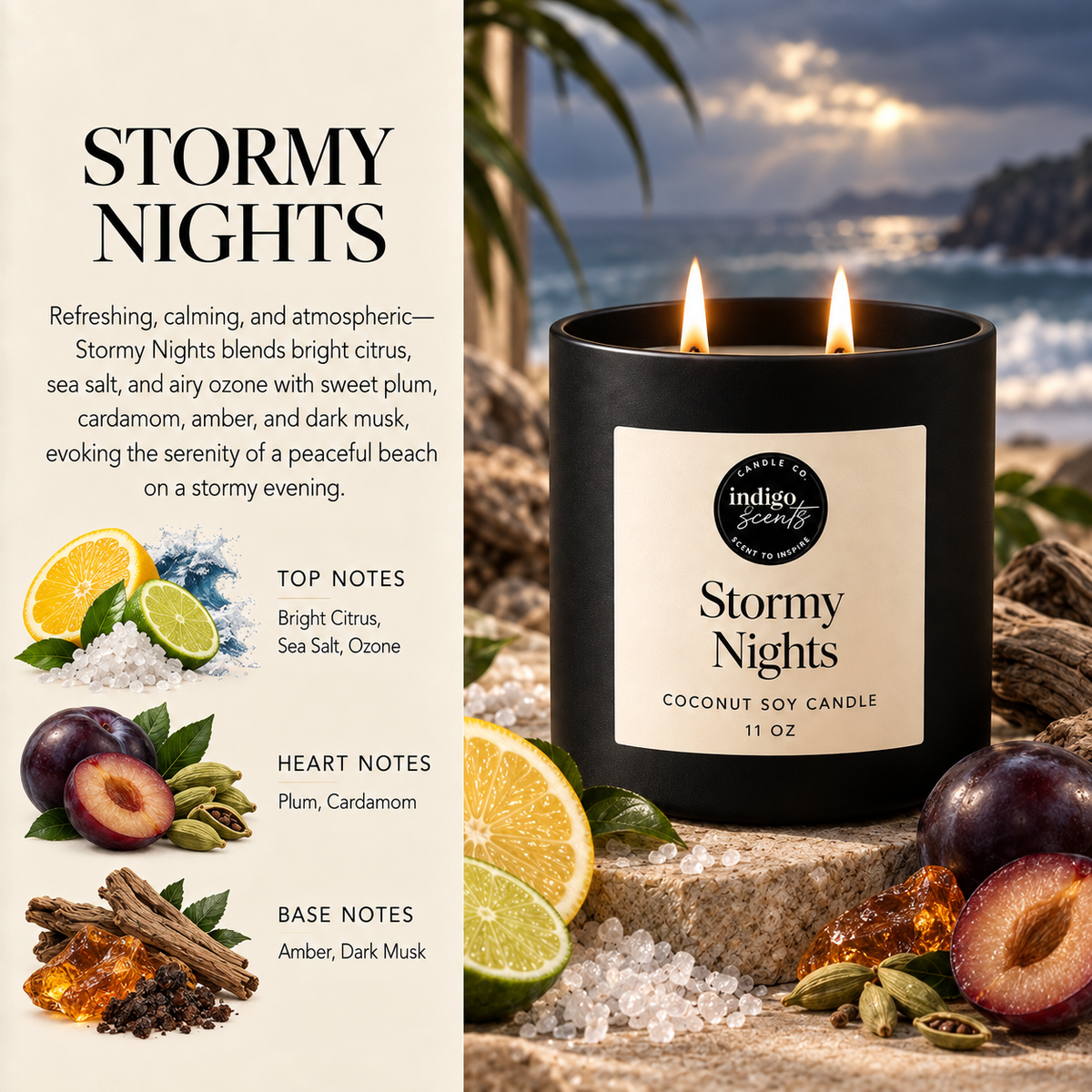 Stormy Nights Candle | Matte Black Jar