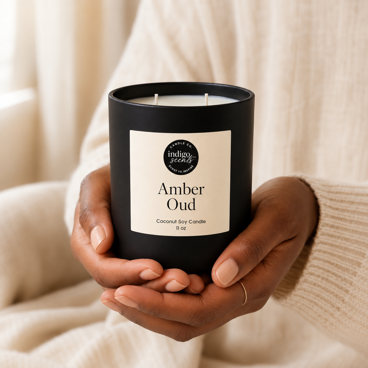 Amber Oud Candle | Matte Black Jar