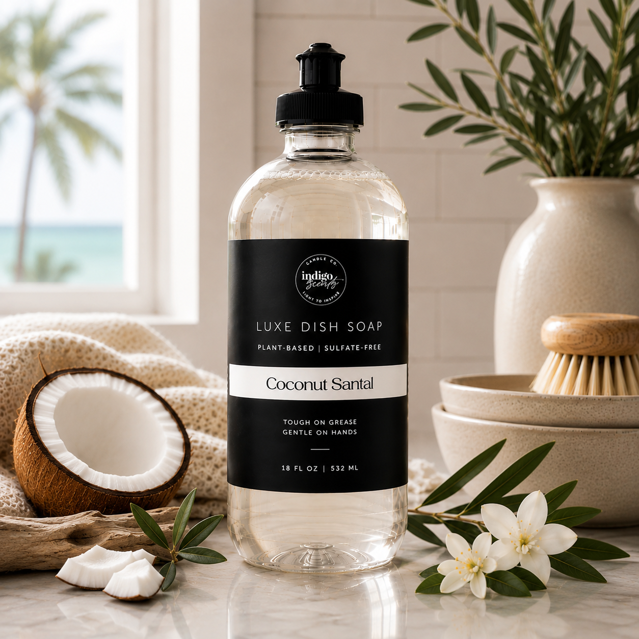 Indigo Scents Luxe Dish Soap | 18oz Plant-Based Concentrated Dish Liquid