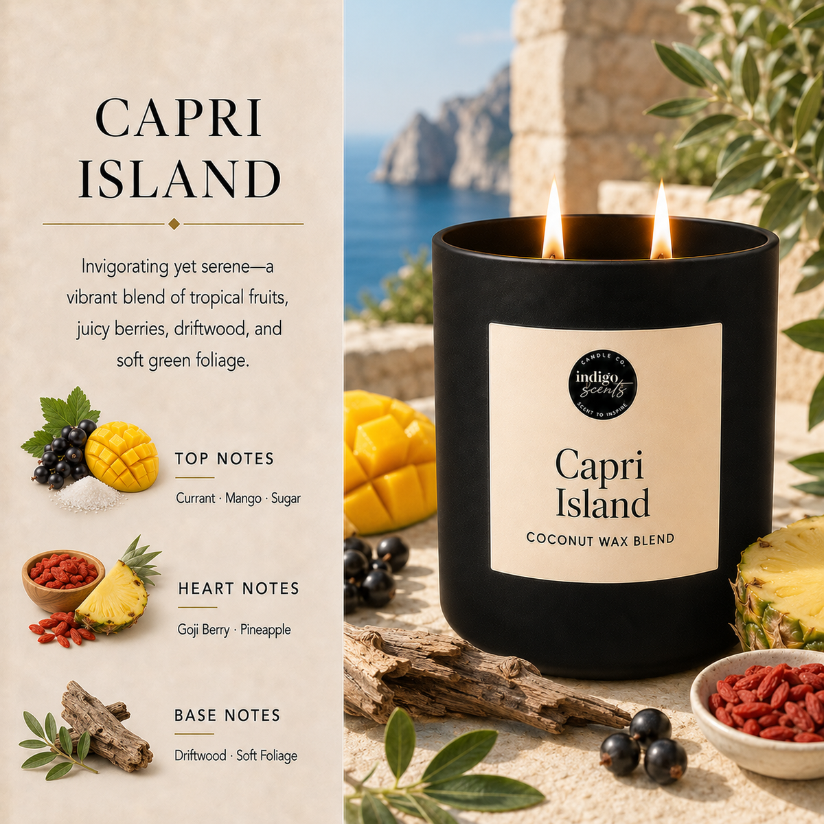 Capri Island Candle | Matte Black Jar