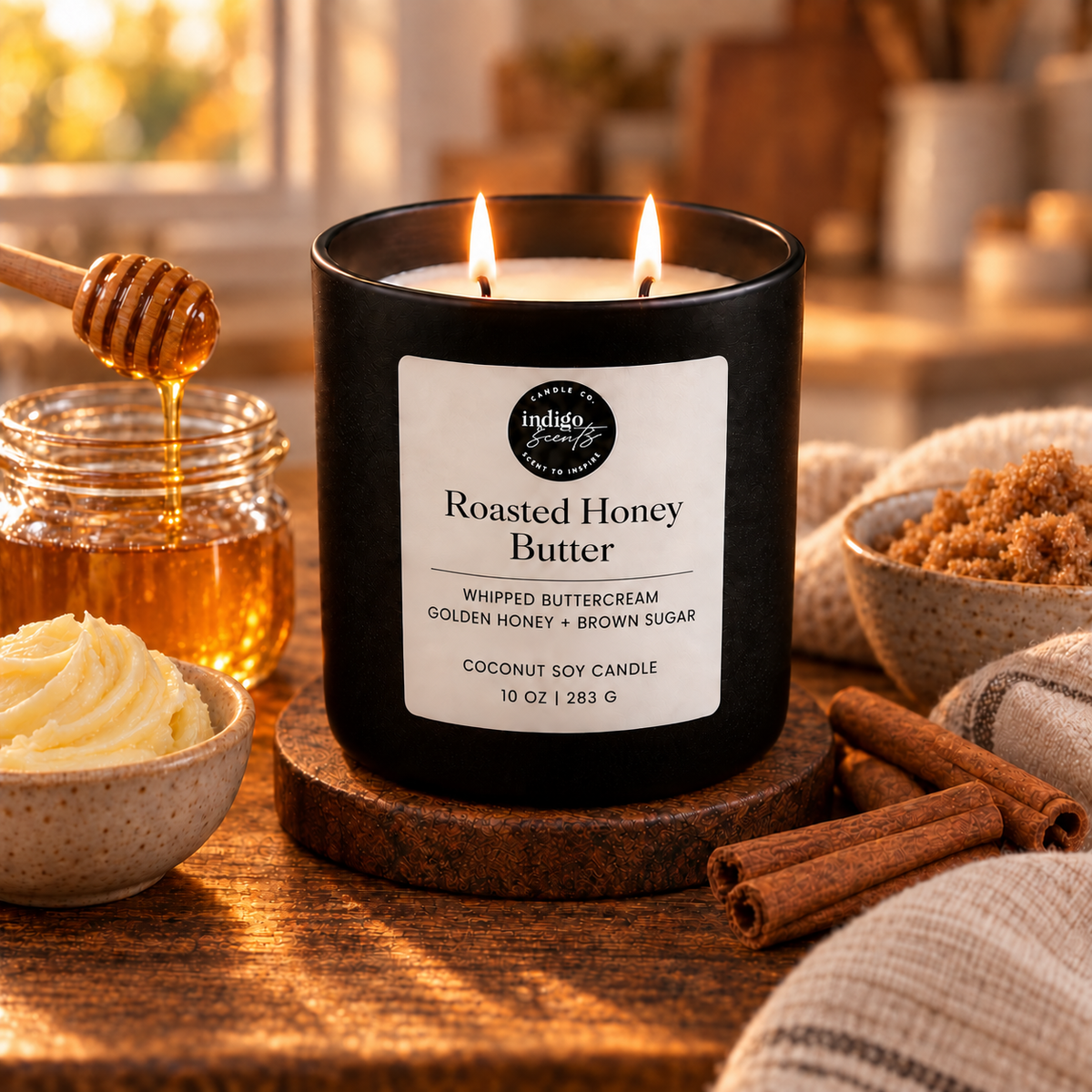 Roasted Honey Butter Fall Candle | 11 oz. Matte Black Jar
