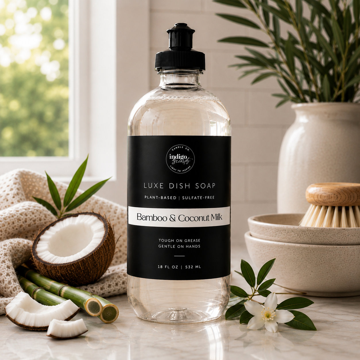 Indigo Scents Luxe Dish Soap | 18oz Plant-Based Concentrated Dish Liquid