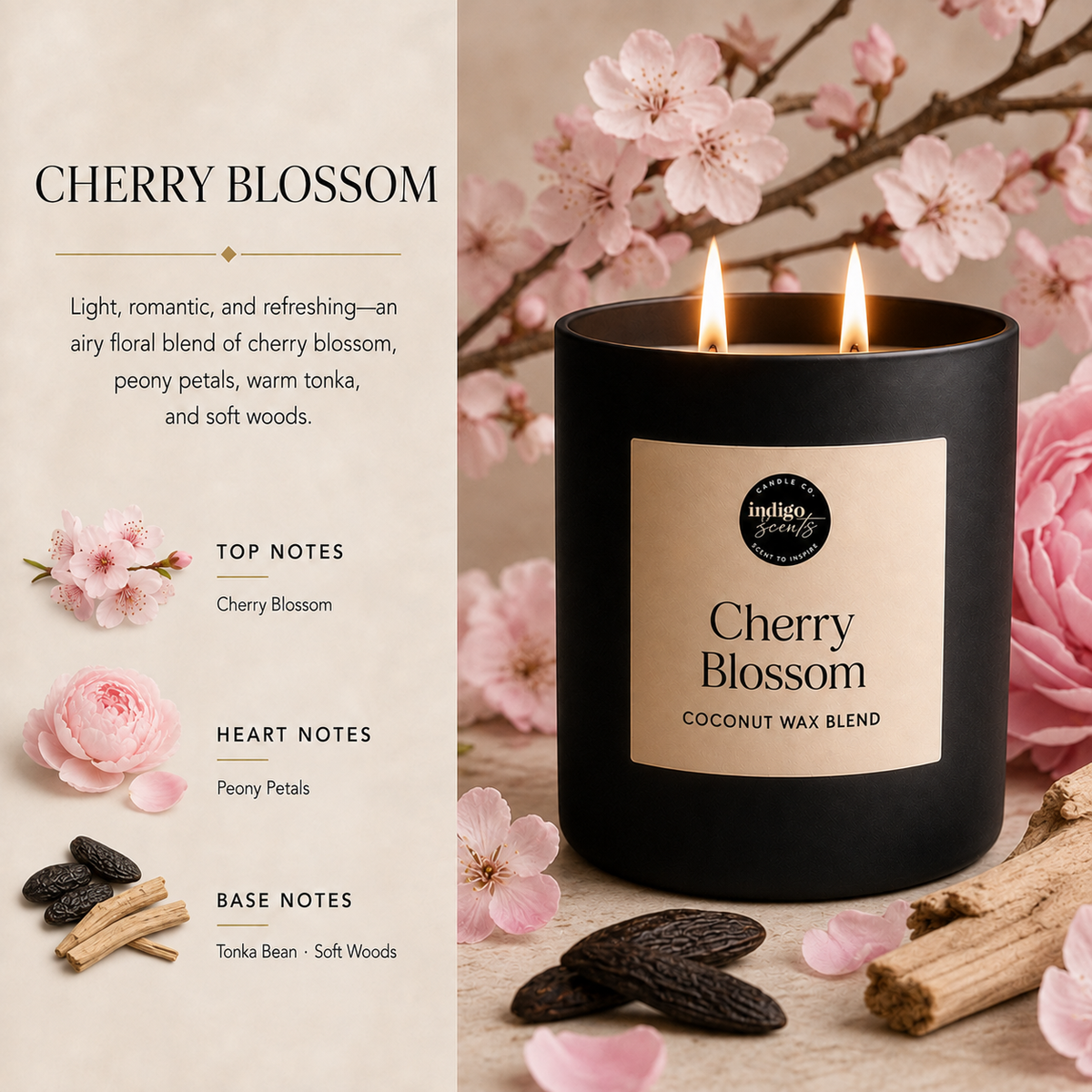 Cherry Blossom Candle | Matte Black Jar