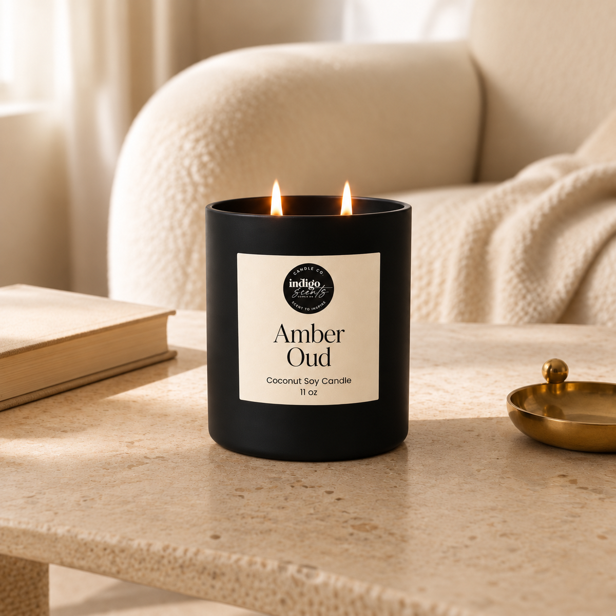 Amber Oud Candle | Matte Black Jar