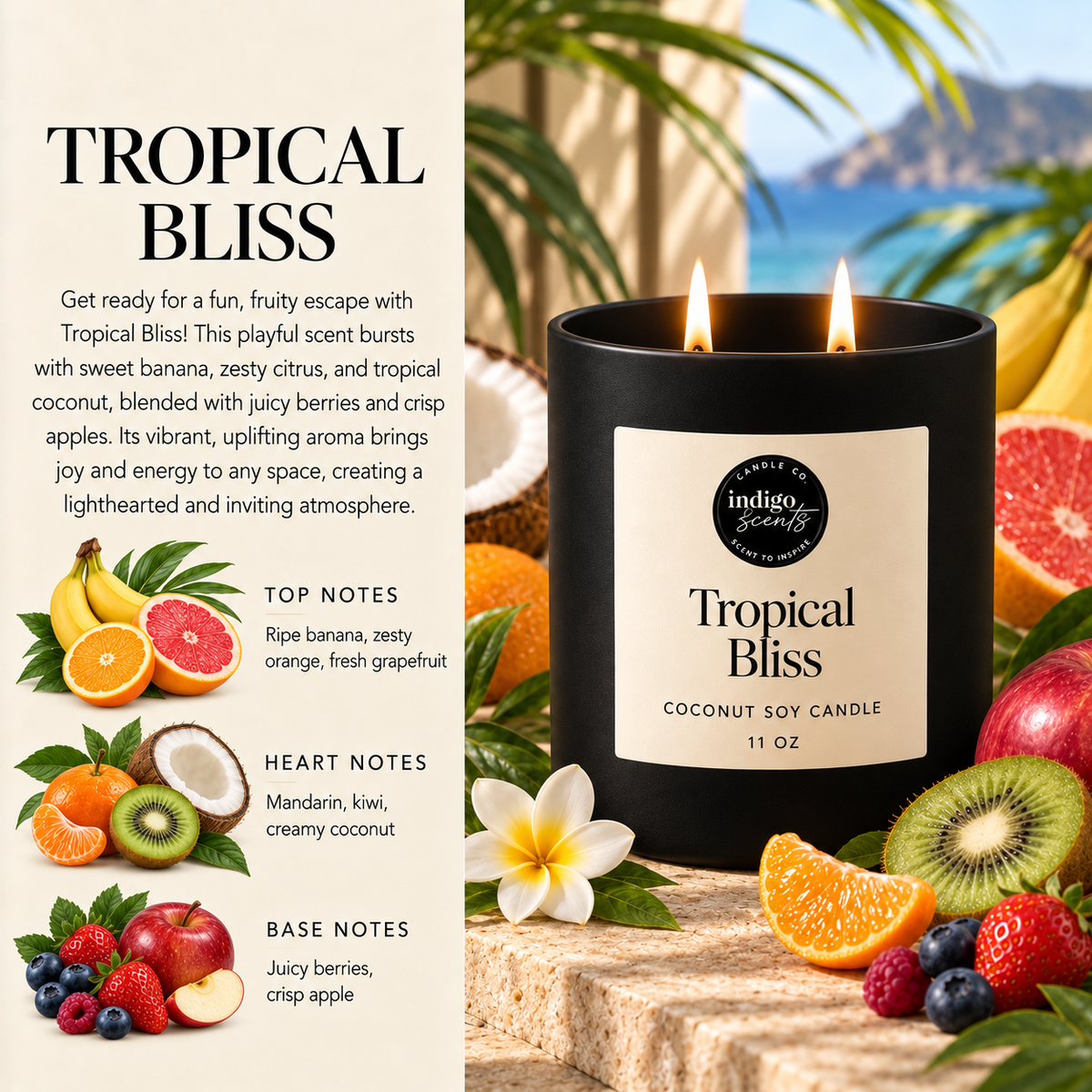 Tropical Bliss Candle | Matte Black Jar
