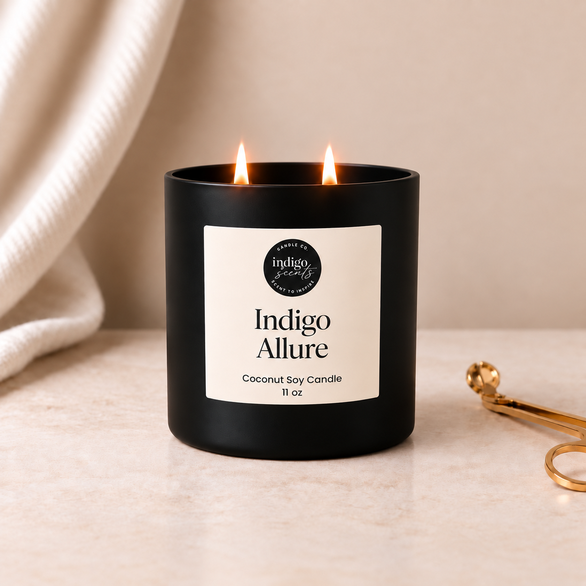 Indigo Allure Candle | Matte Black Jar