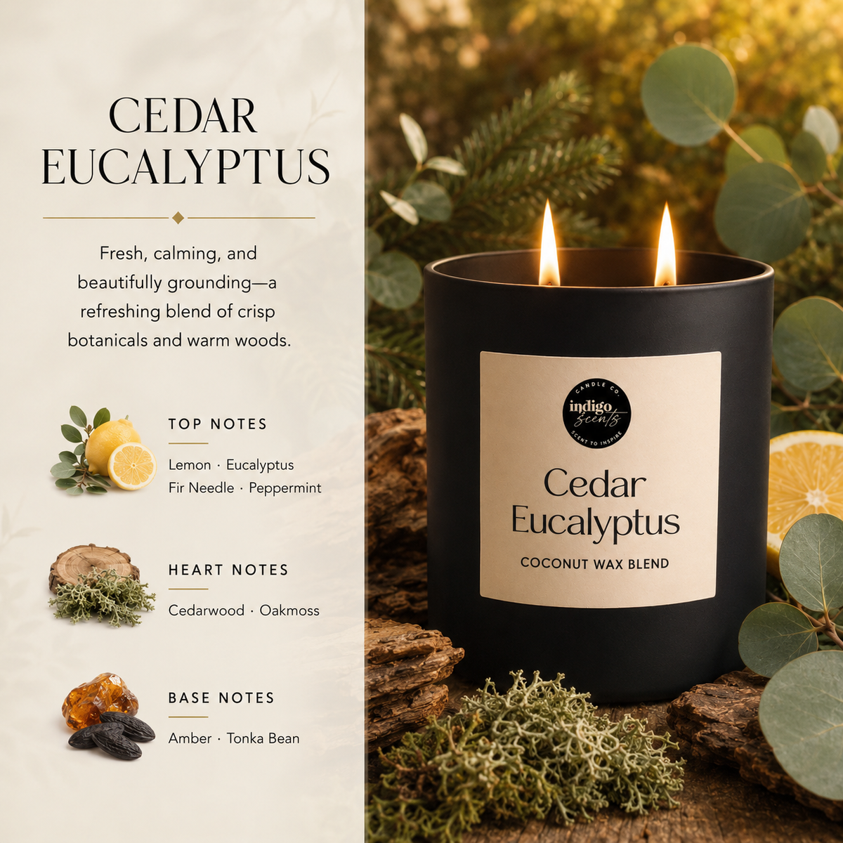 Cedar Eucalyptus Candle | Matte Black Jar