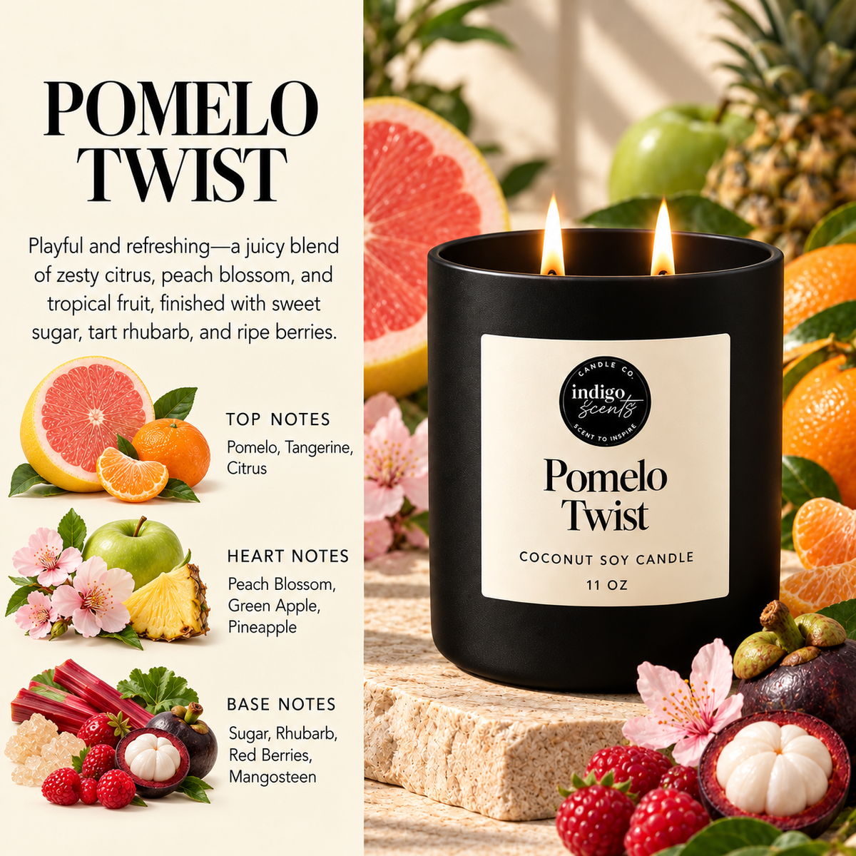Pomelo Twist Candle | Matte Black Jar