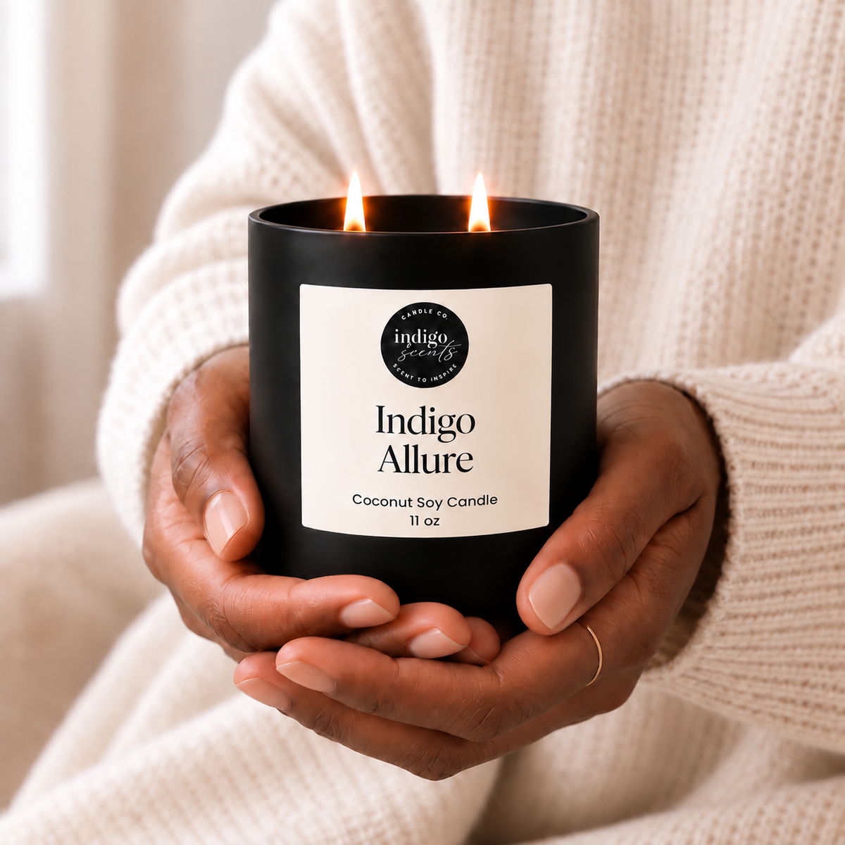 Indigo Allure Candle | Matte Black Jar
