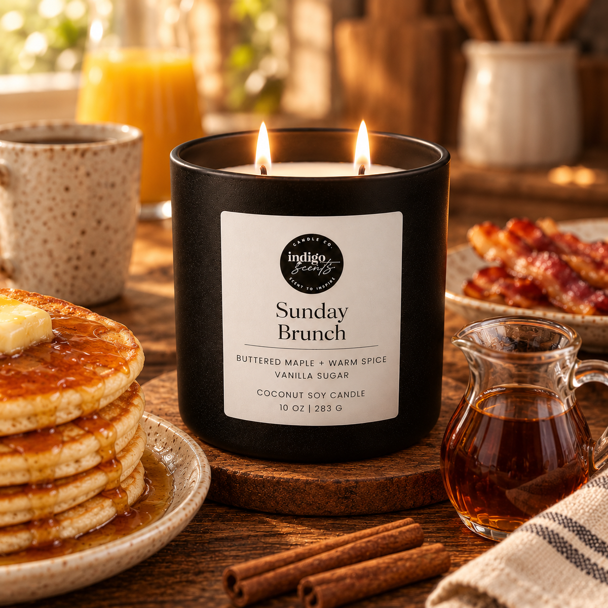 Sunday Brunch Fall Candle | 11 oz Matte Black Jar