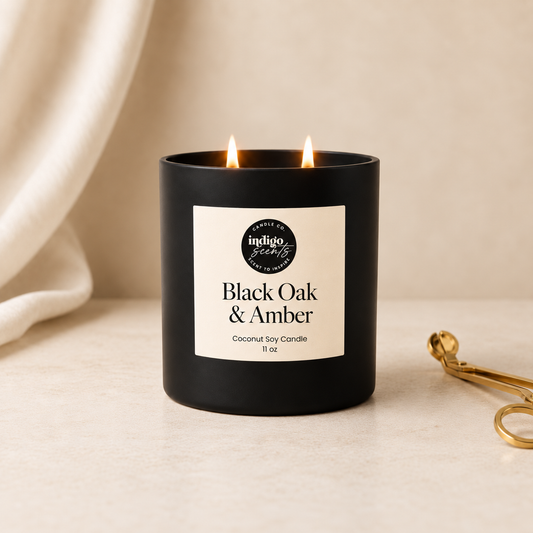 Black Oak & Amber Candle | Matte Black Jar