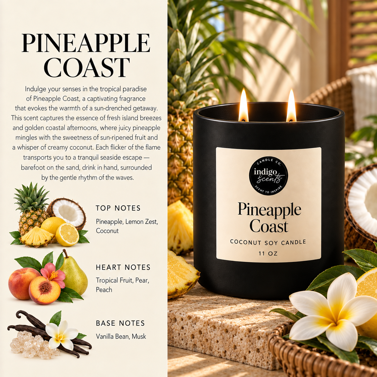 Pineapple Coast Candle | Matte Black Jar