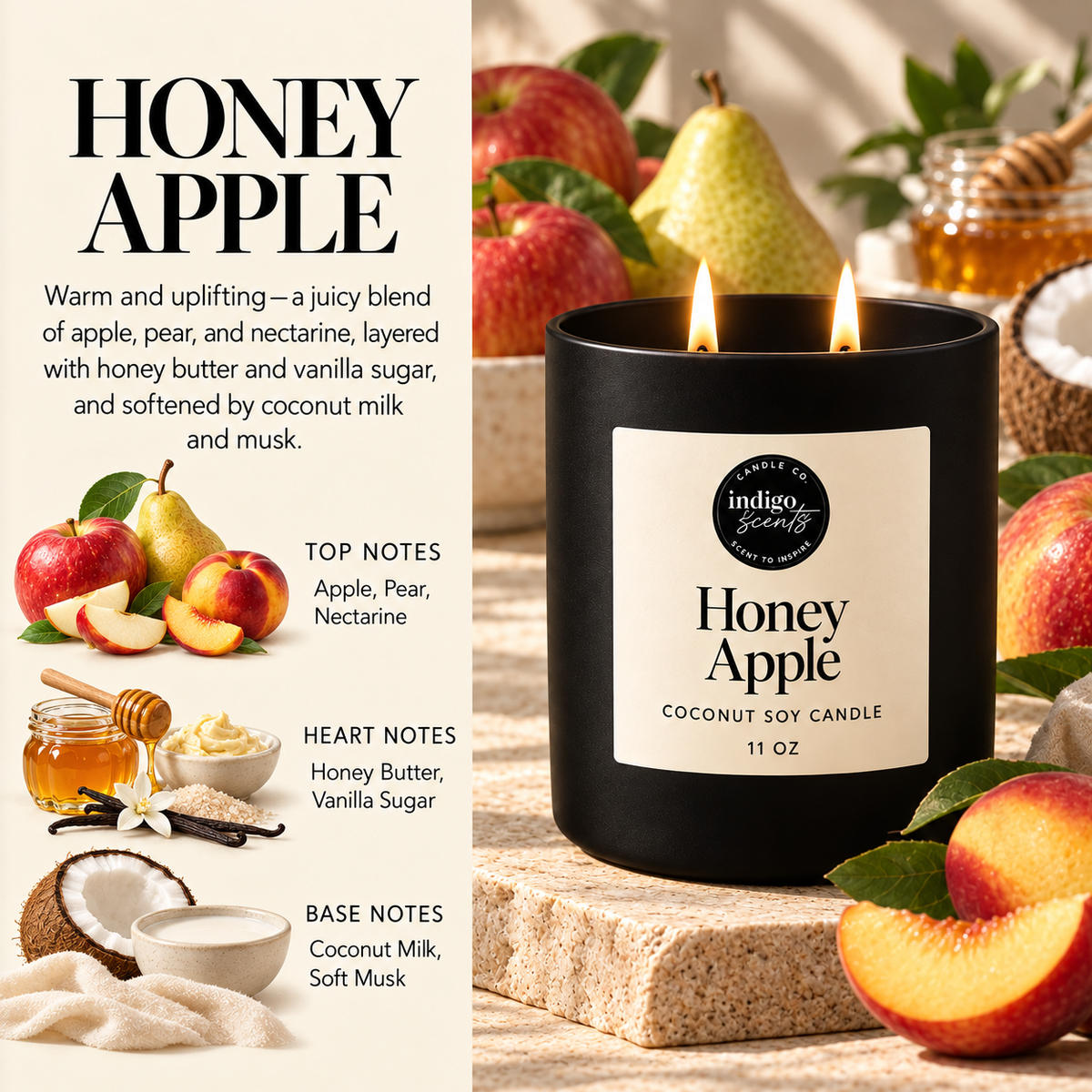 Honey Apple Candle | Matte Black Jar