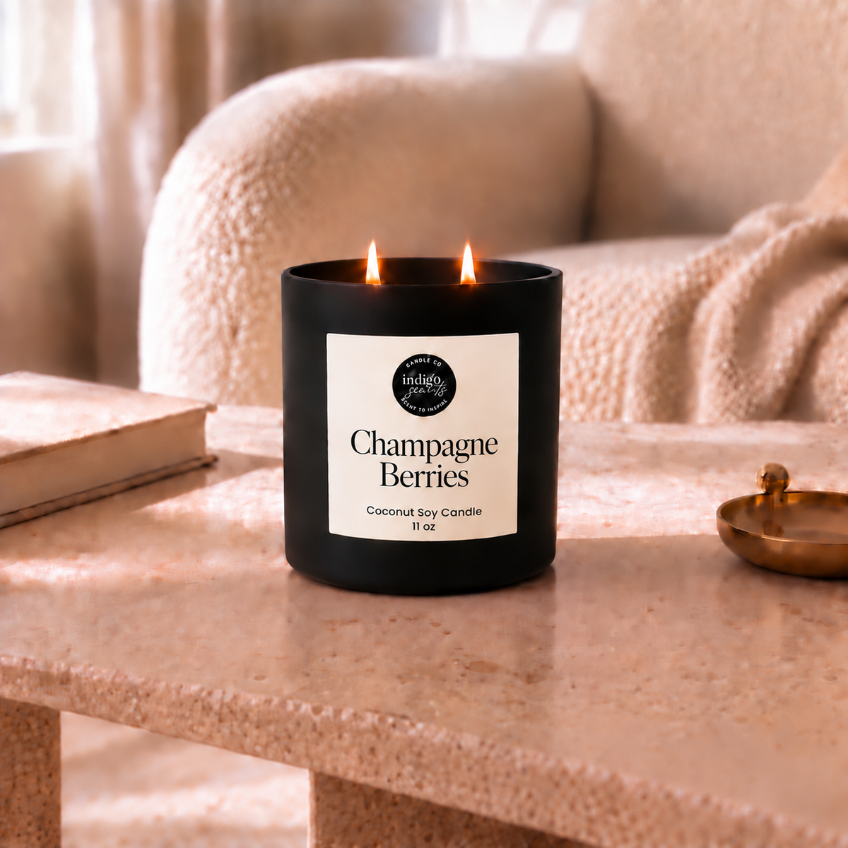 Champagne Berries Candle | Matte Black Jar