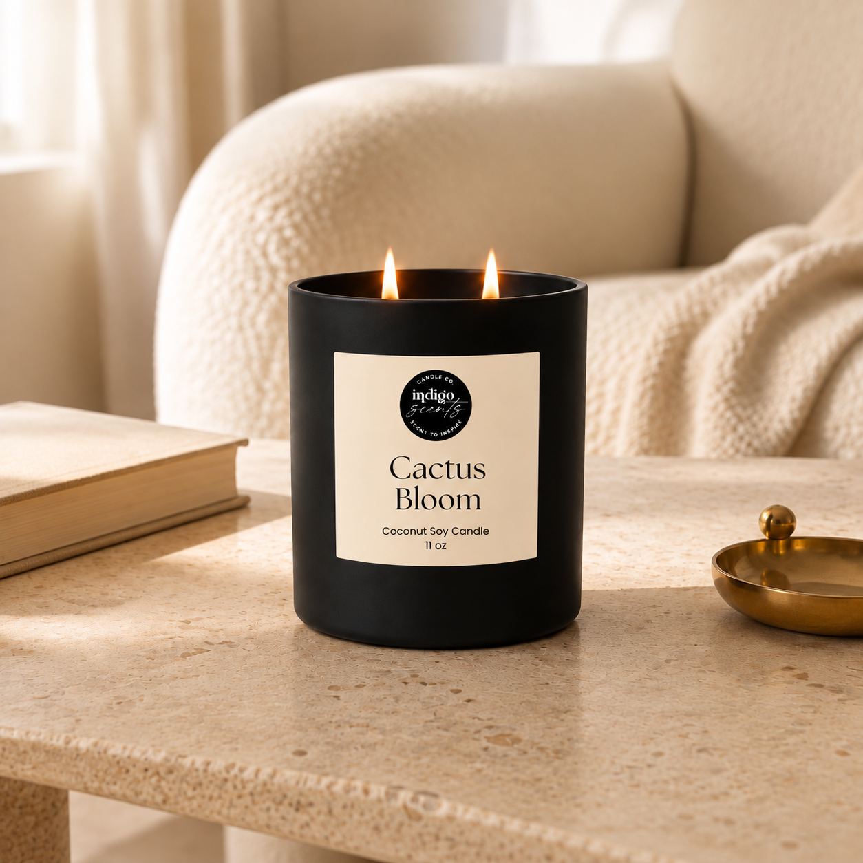 Cactus Bloom Candle | Matte Black Jar