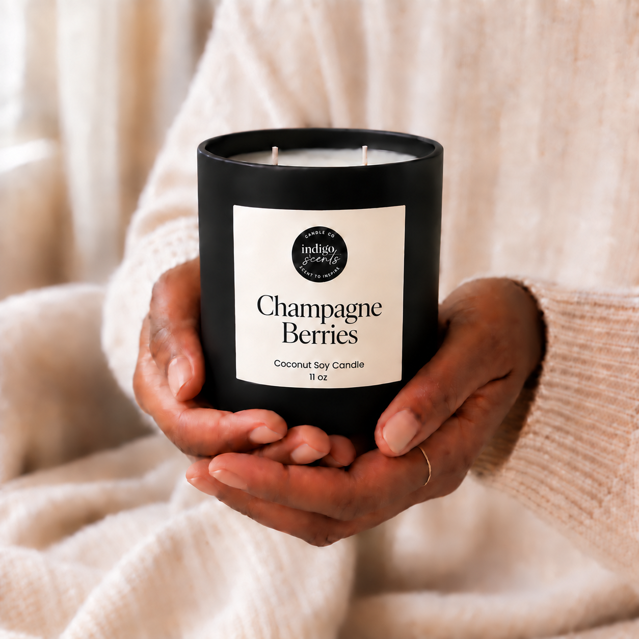 Champagne Berries Candle | Matte Black Jar