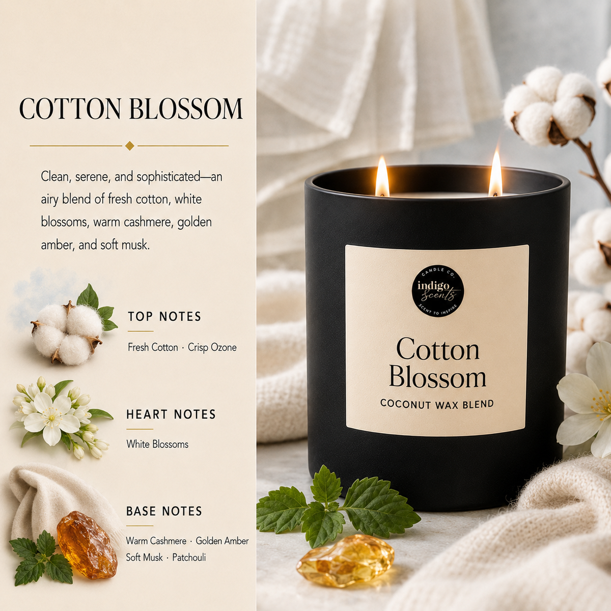 Cotton Blossom Candle | Matte Black Jar