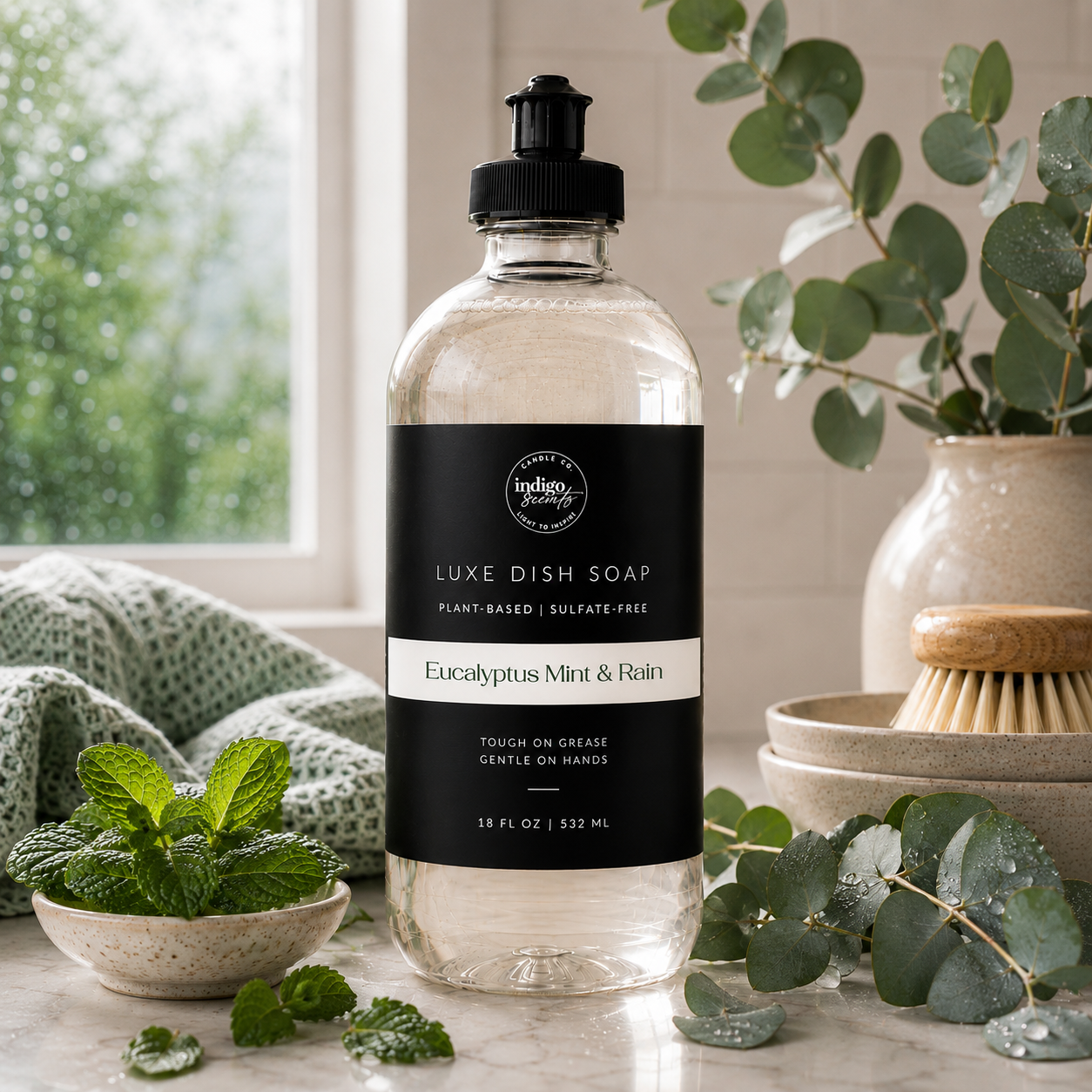 Indigo Scents Luxe Dish Soap | 18oz Plant-Based Concentrated Dish Liquid