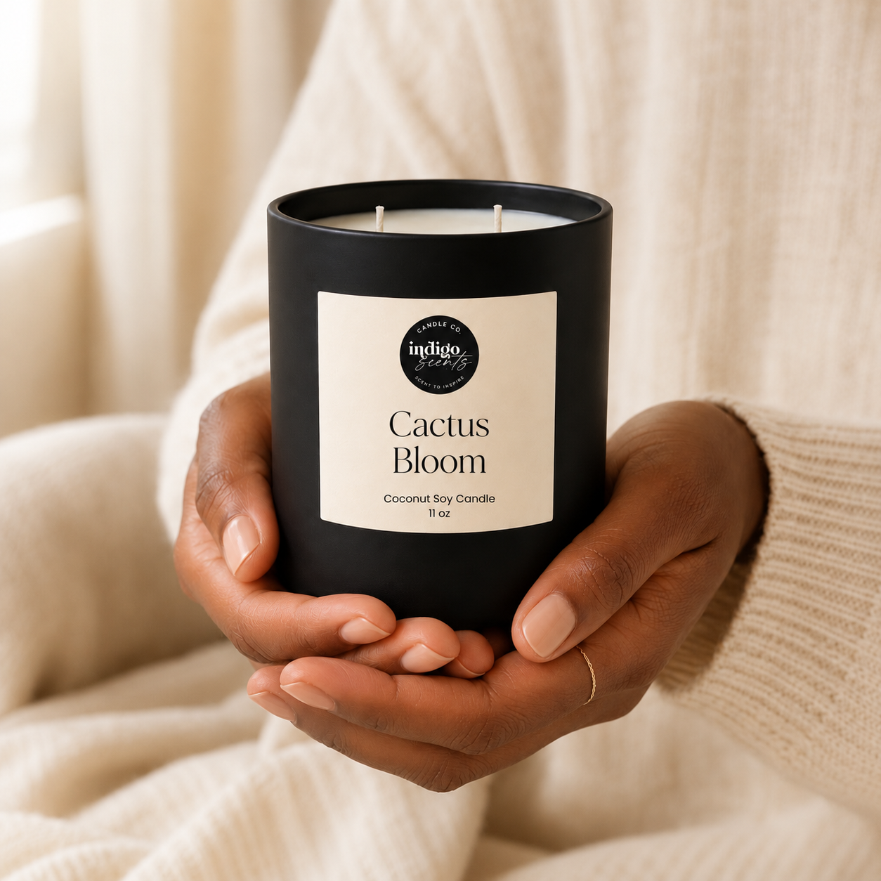 Cactus Bloom Candle | Matte Black Jar