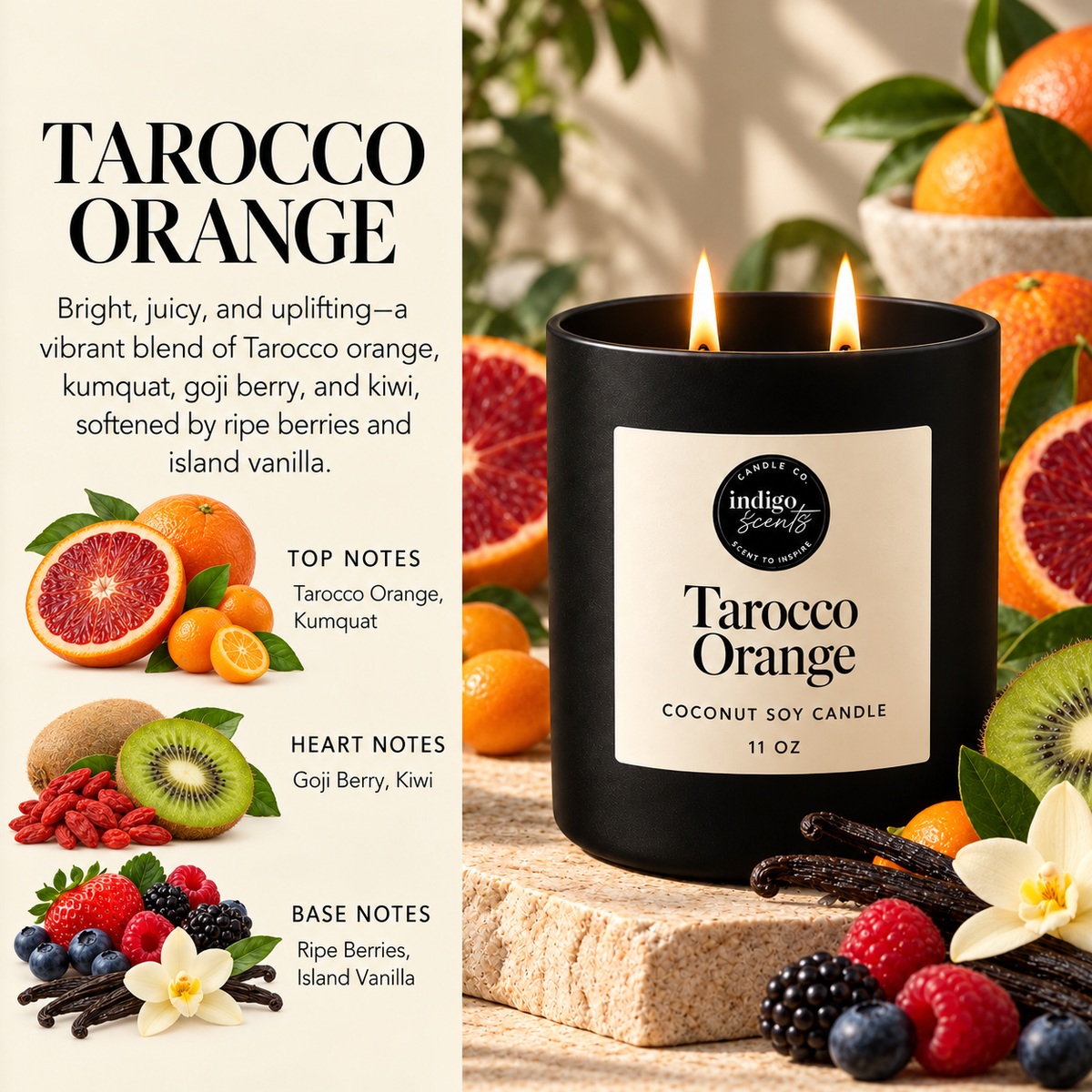 Tarocco Orange Candle | Matte Black Jar