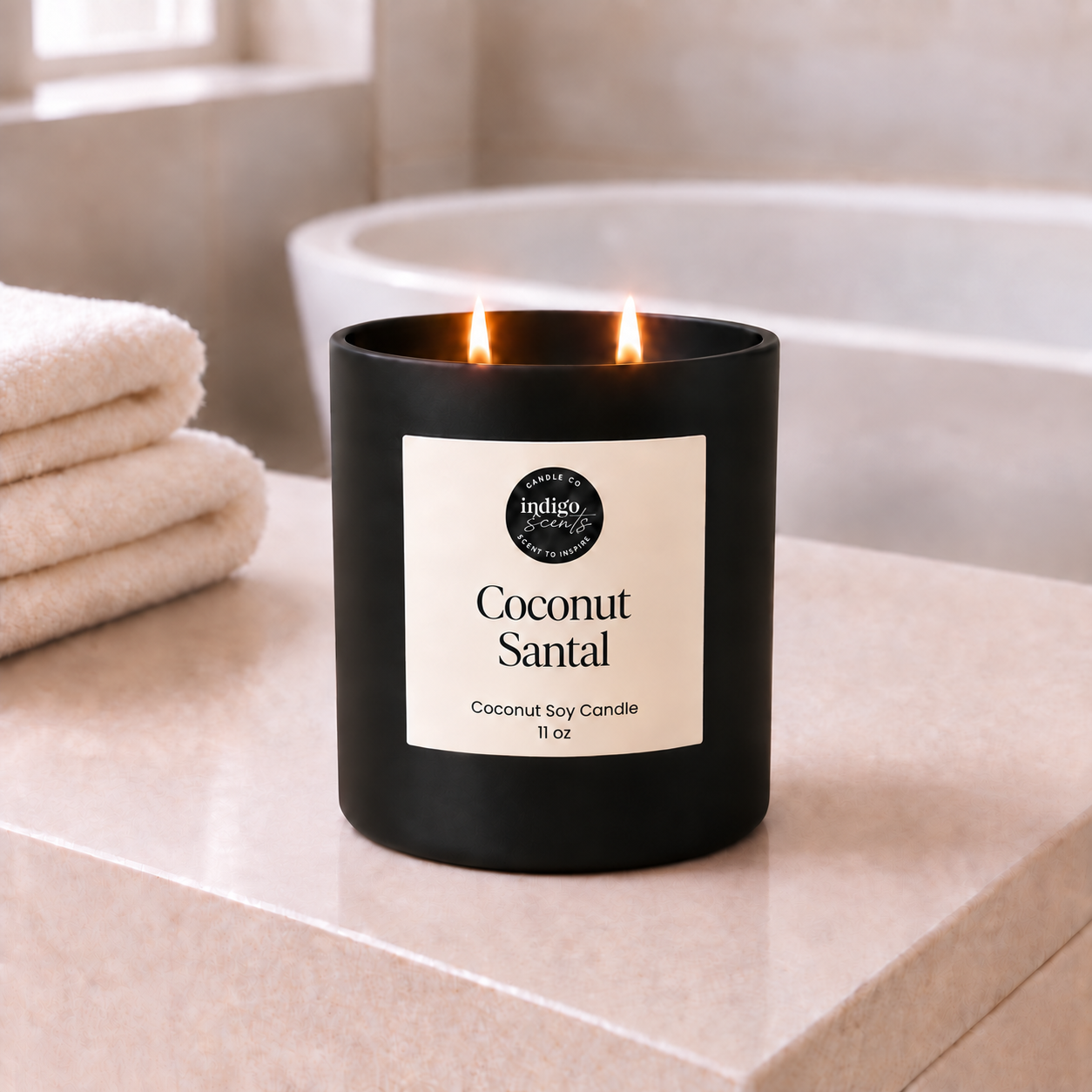 Coconut Santal Candle | Matte Black Jar