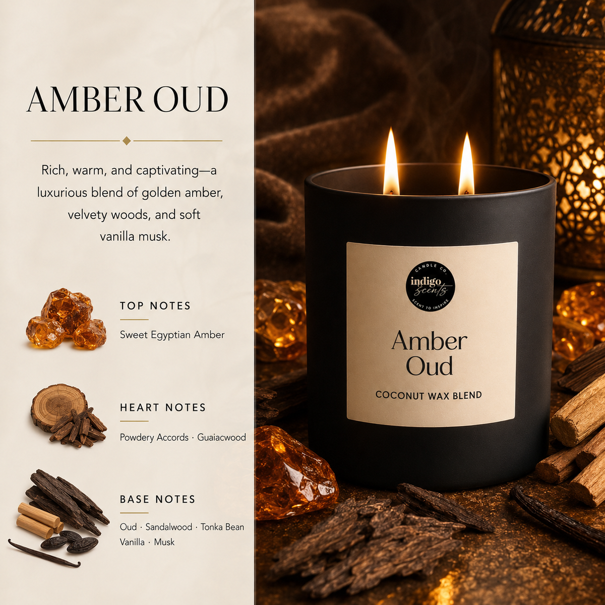 Amber Oud Candle | Matte Black Jar