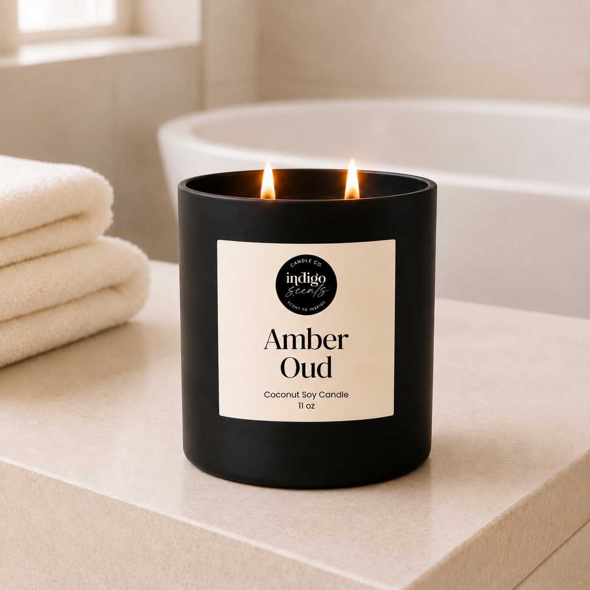 Amber Oud Candle | Matte Black Jar