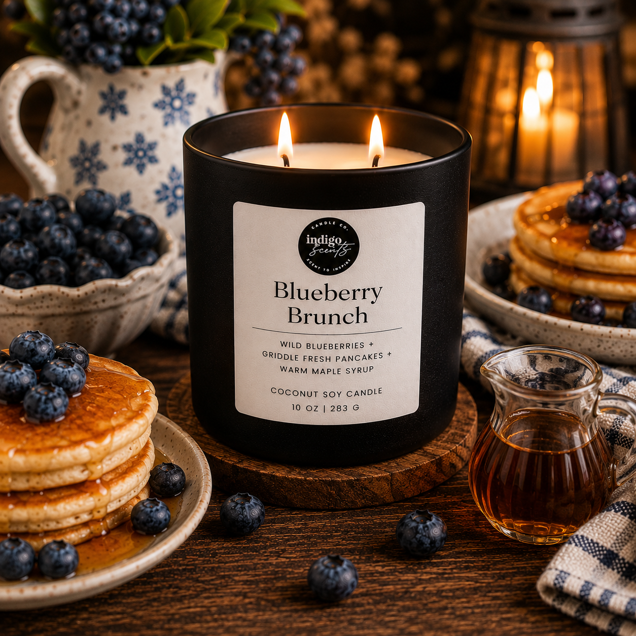 Blueberry Brunch Fall Candle | 10 oz. Matte Black jar