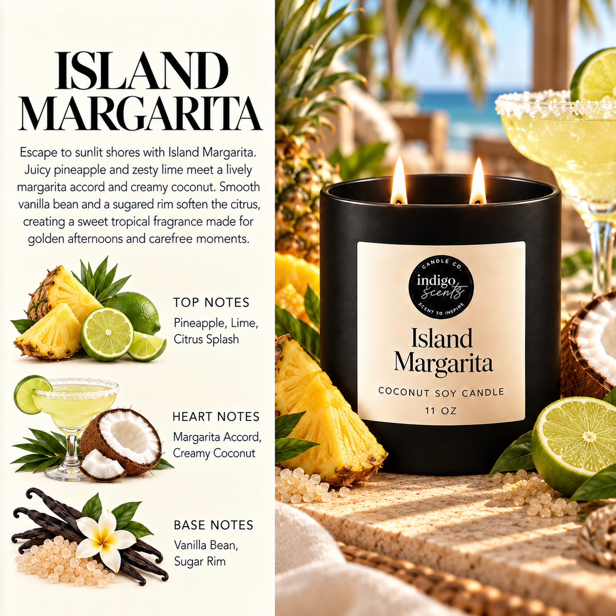 Island Margarita Candle | Matte Black Jar