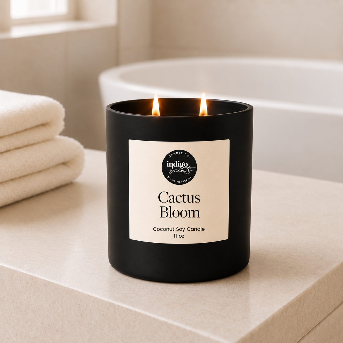 Cactus Bloom Candle | Matte Black Jar