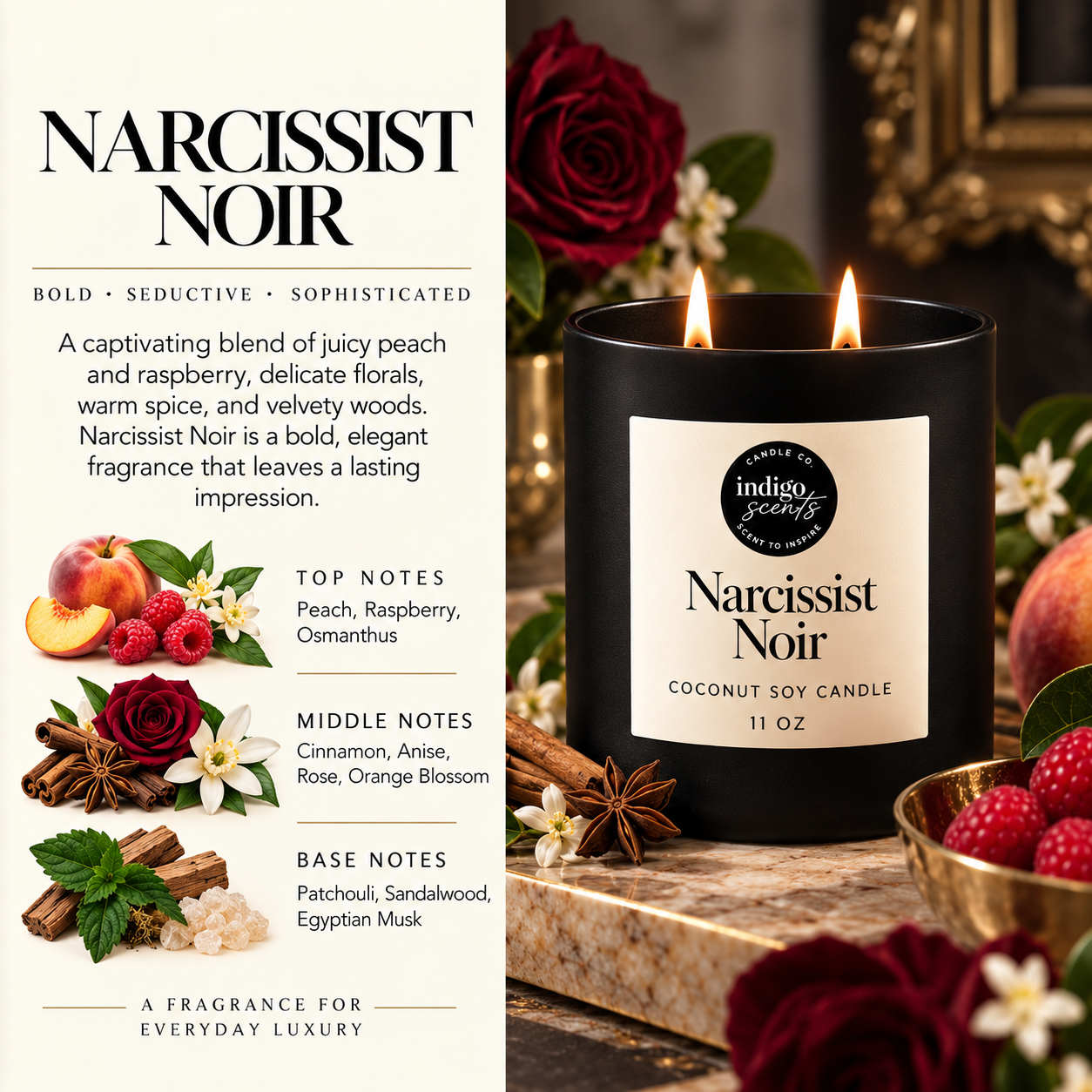 Narcissist Noir Candle | Matte Black Jar